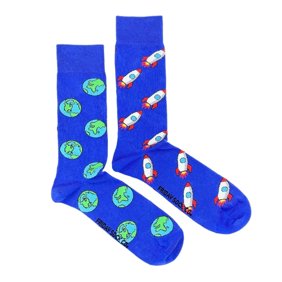 Men’s Socks | Rockets and Earth | Mismatched - Picture 2 of 2